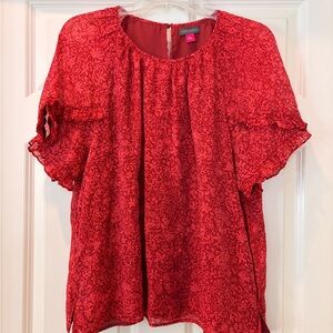 Chic Red Floral Blouse